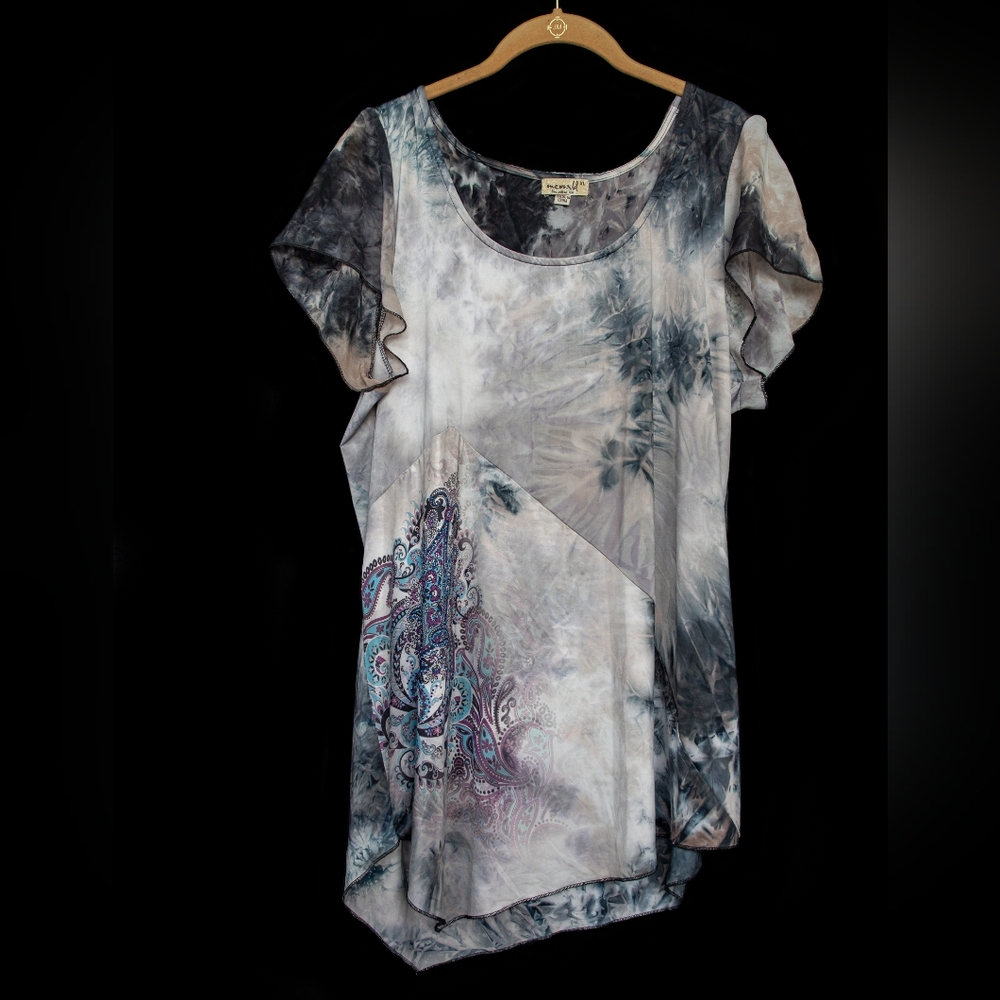One World Tie Dye Print Embellished Asymmetrical Top XL